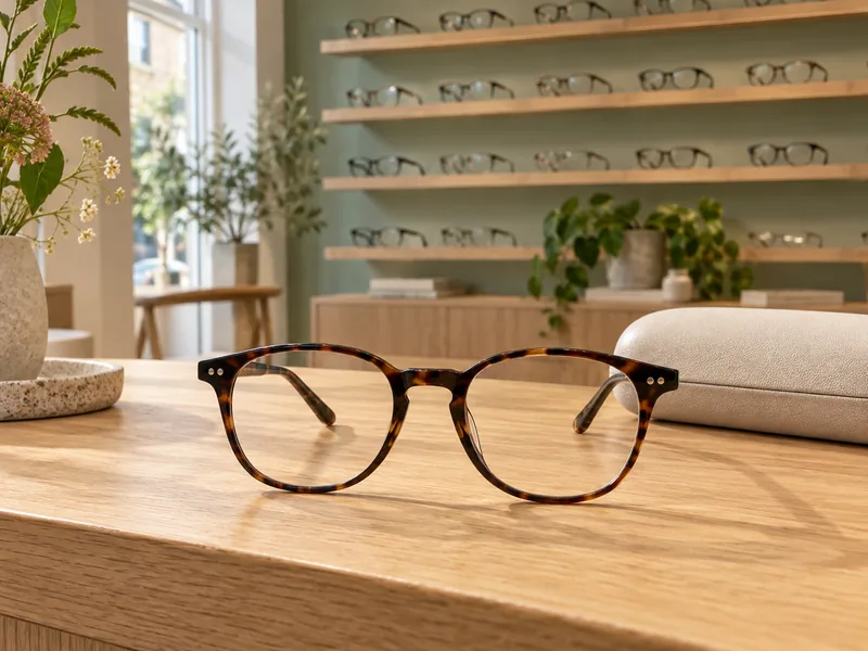 Glasögon och inredning hos en optiker